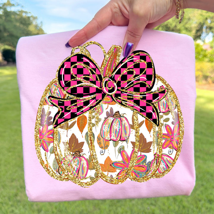 Pink Checker Pumpkin