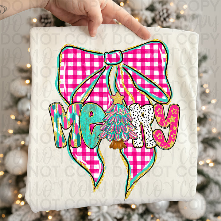 Merry Pink Plaid Bow
