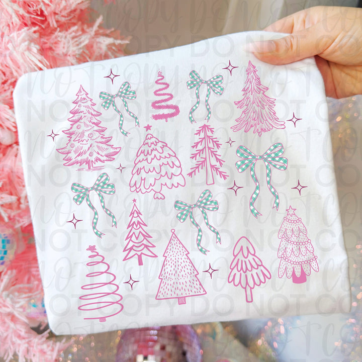 Pink Christmas Trees Collage