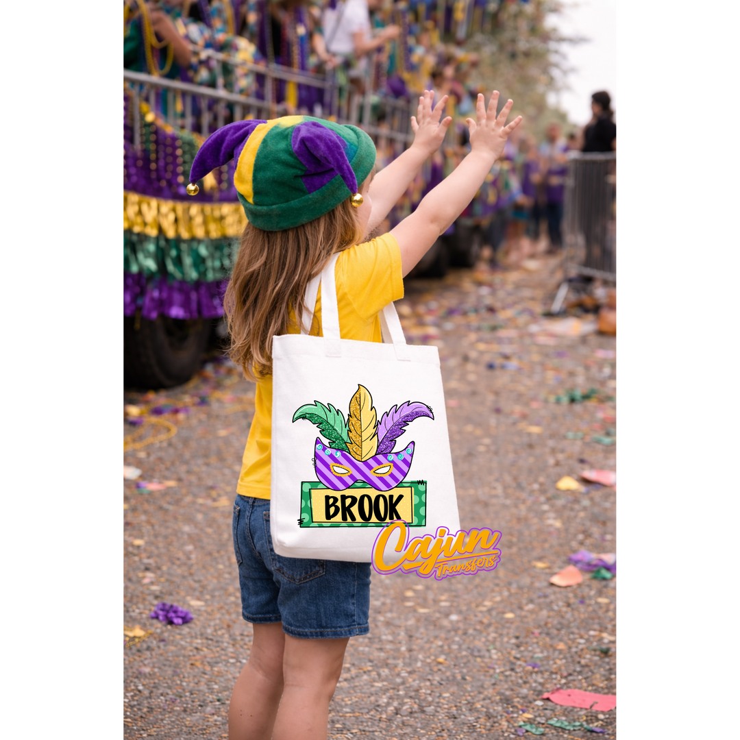 Personalized Mardi Gras Mask Bead Bag