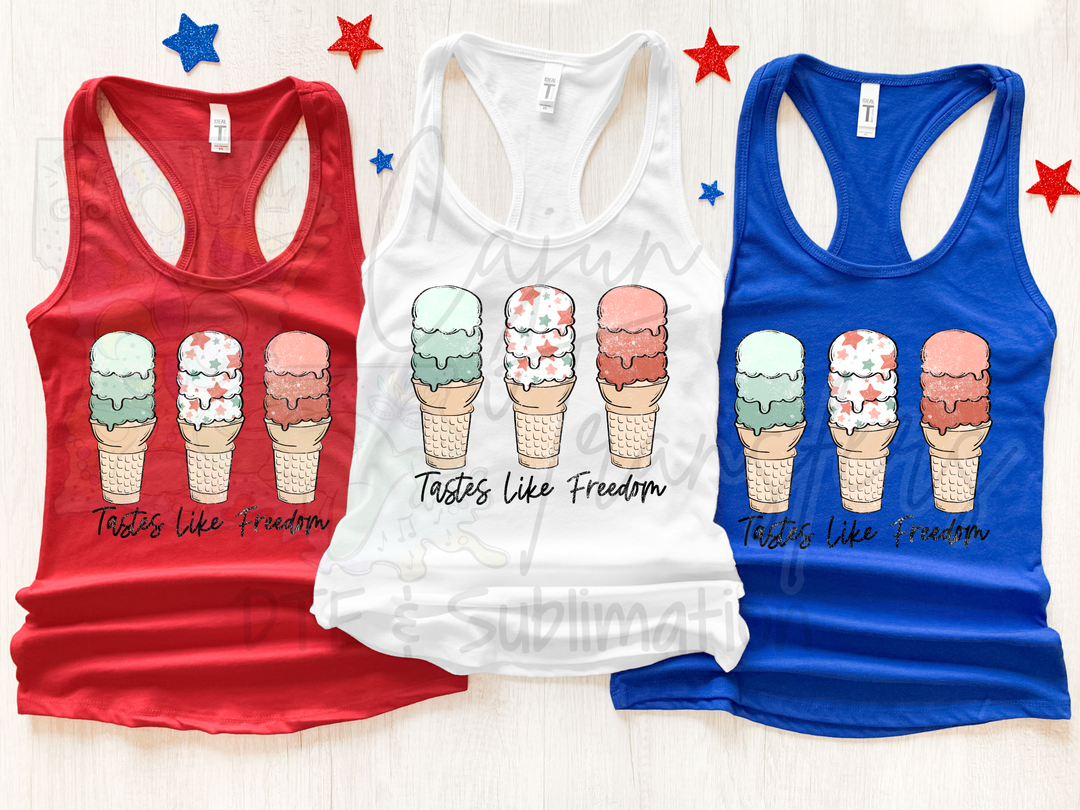 three women's tank tops with ice cream on them