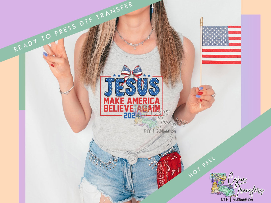 a woman holding a toothbrush and a flag