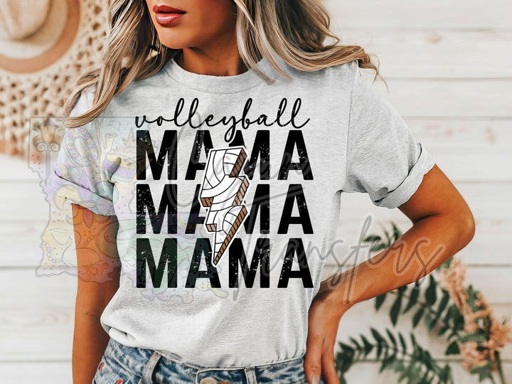 a woman wearing a t - shirt that says volleyball mama mama