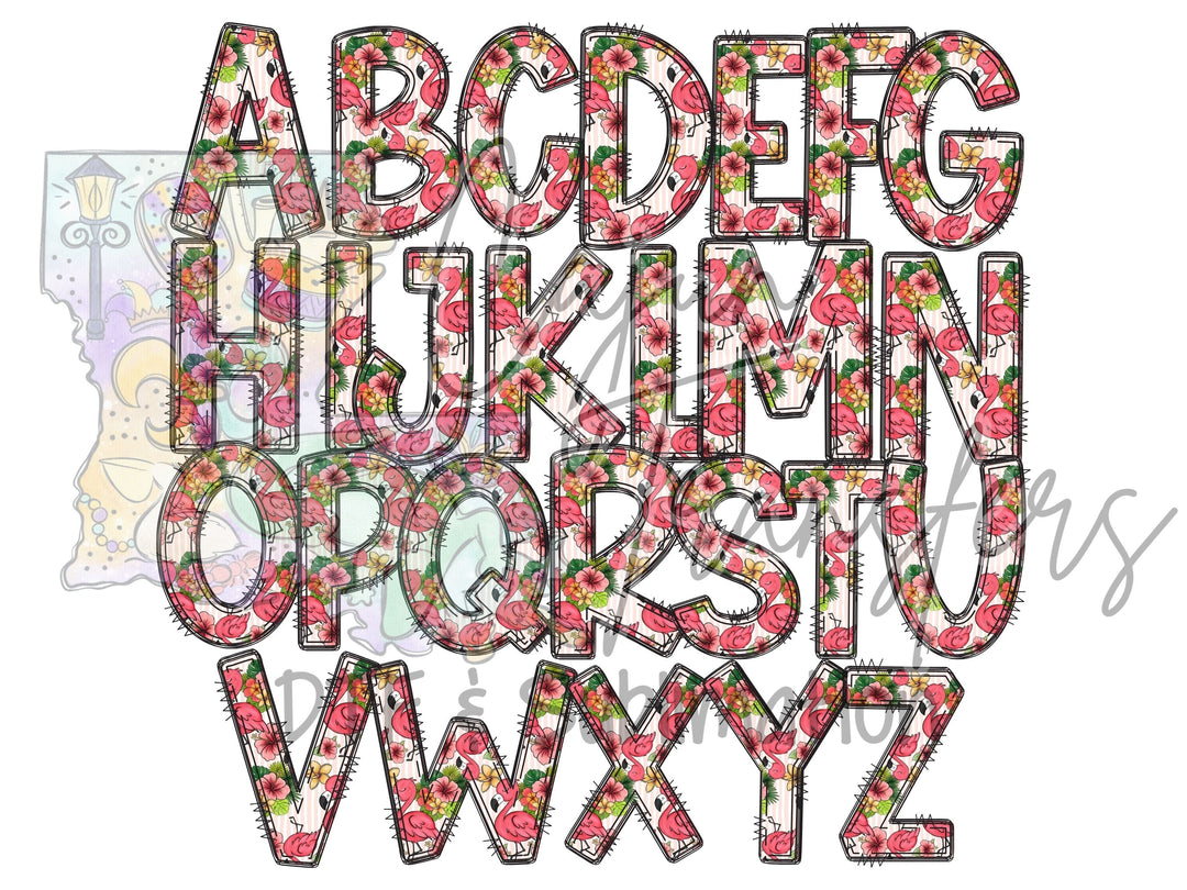 the letters of the alphabet are made out of flowers