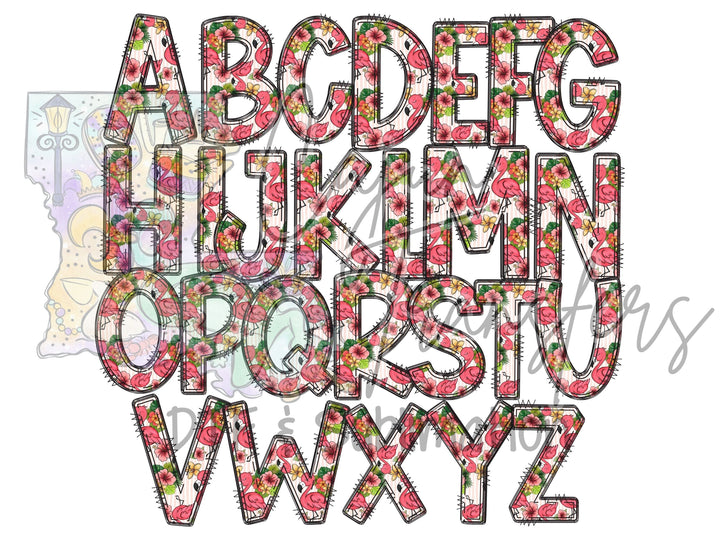 the letters of the alphabet are made out of flowers