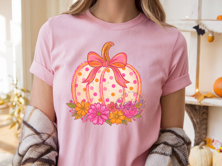 Pink Floral Pumpkin