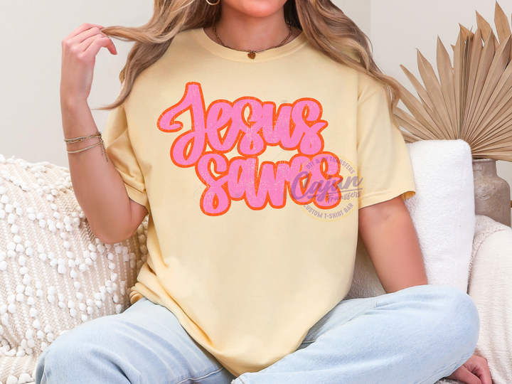 Jesus Saves - Pink & Red