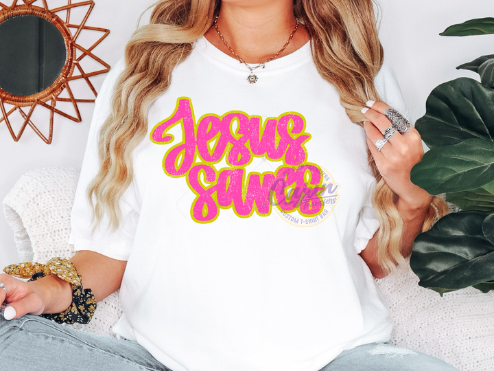 Jesus Saves - Pink & Lime