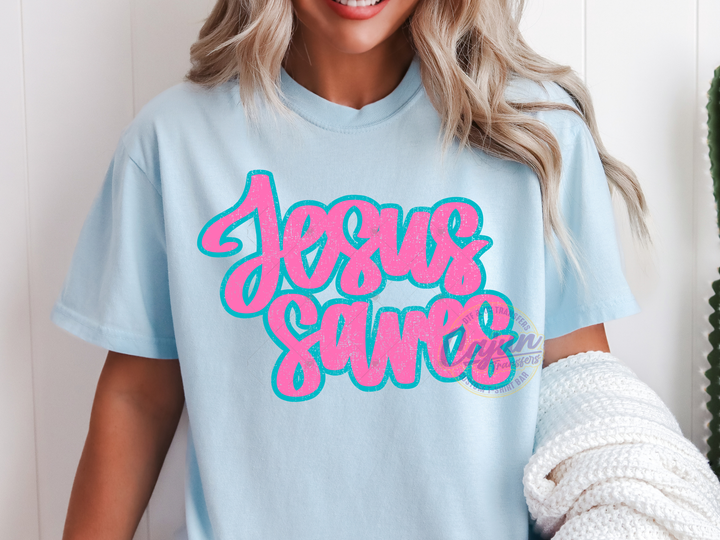 Jesus Saves - Pink & Blue