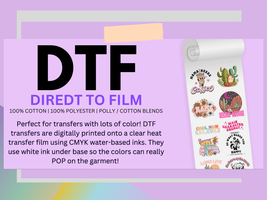 a roll of stickers with the text dtf direct to film