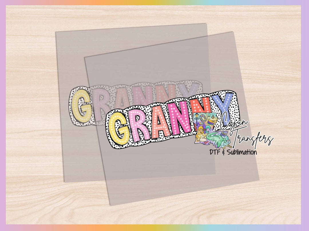 a picture of the word granny granny on a wooden background