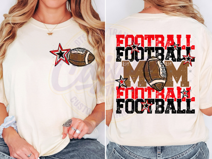 Football Mom - Black & Red