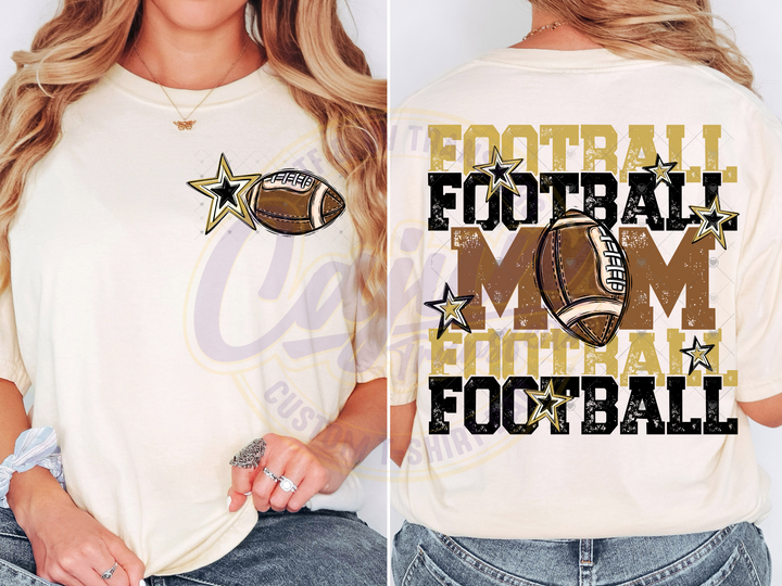 Football Mom - Black & Vegas Gold
