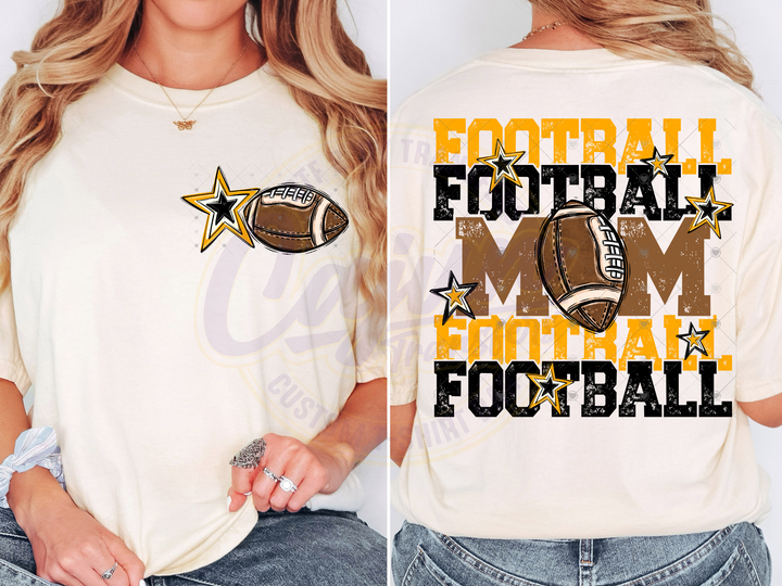 Football Mom - Black & Yellow Gold