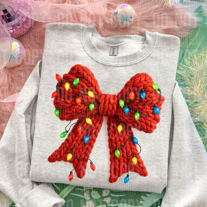 Christmas Lights Bow Faux Yarn