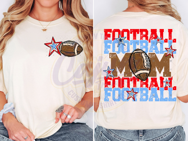 Football Mom - Carolina Blue & Red