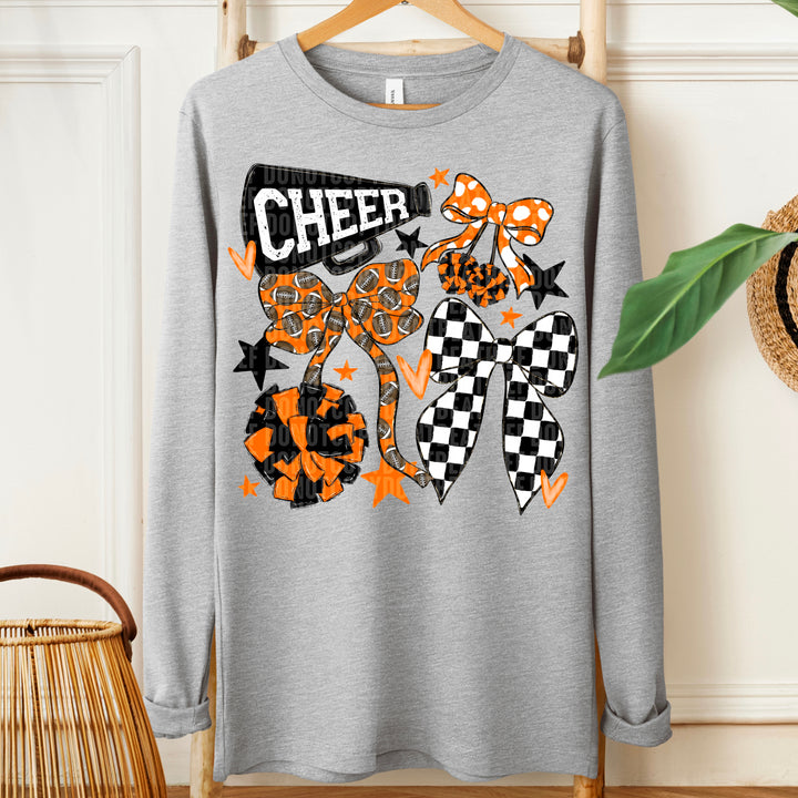 Cheer Football Bow Collage - Orange & Black
