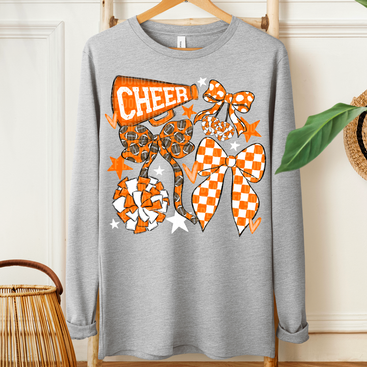 Cheer Football Bow Collage - Orange & White