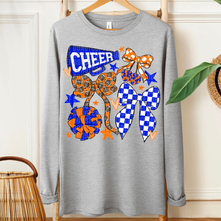 Cheer Football Bow Collage - Royal Blue & Orange