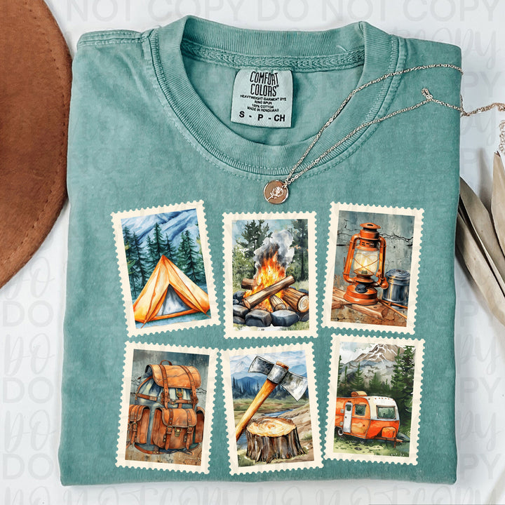 Camping Postage Stamps