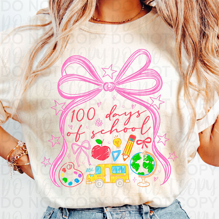 100 Days of School Bow-Red