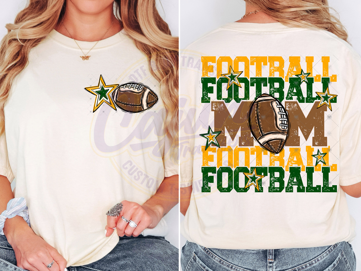 Football Mom - Forest Green & Yellow Gold