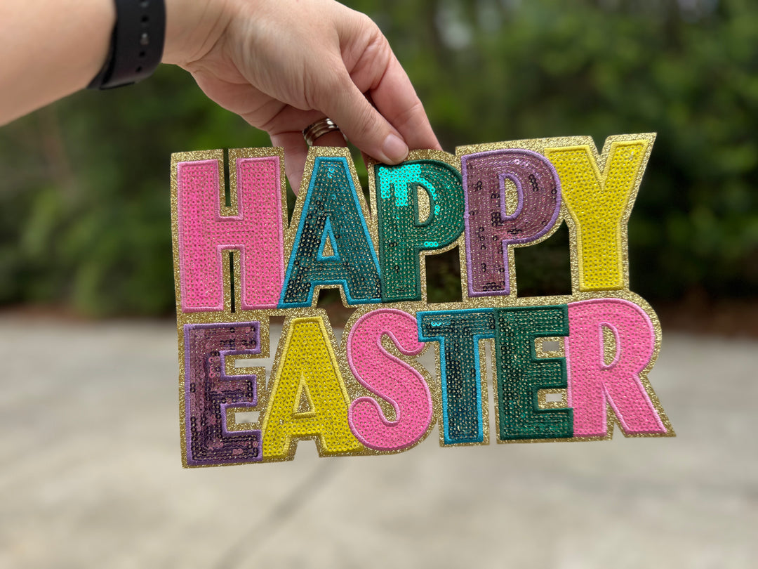 11" Happy Easter Glitter  Sequins Patch