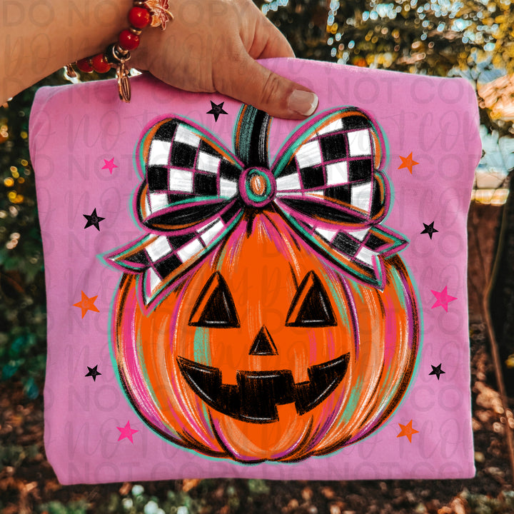 Pumpkin Checkered Bow