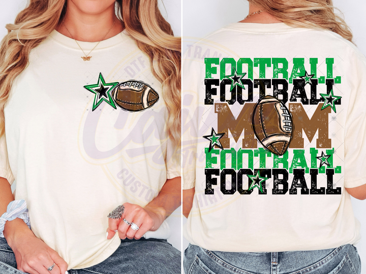 Football Mom - Green & Black