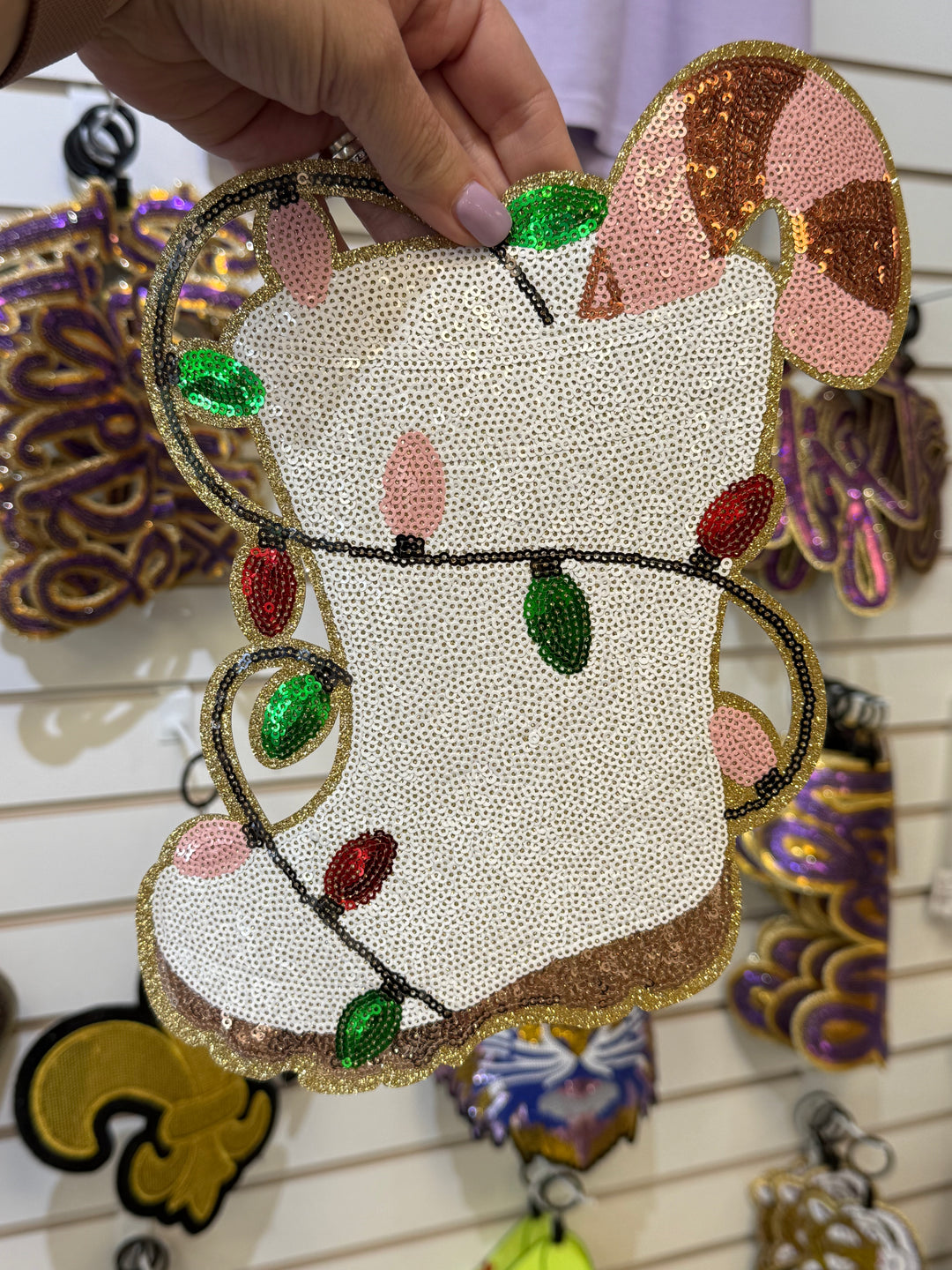 Youth Christmas Shrimp Boots Glitter & Sequin Patch