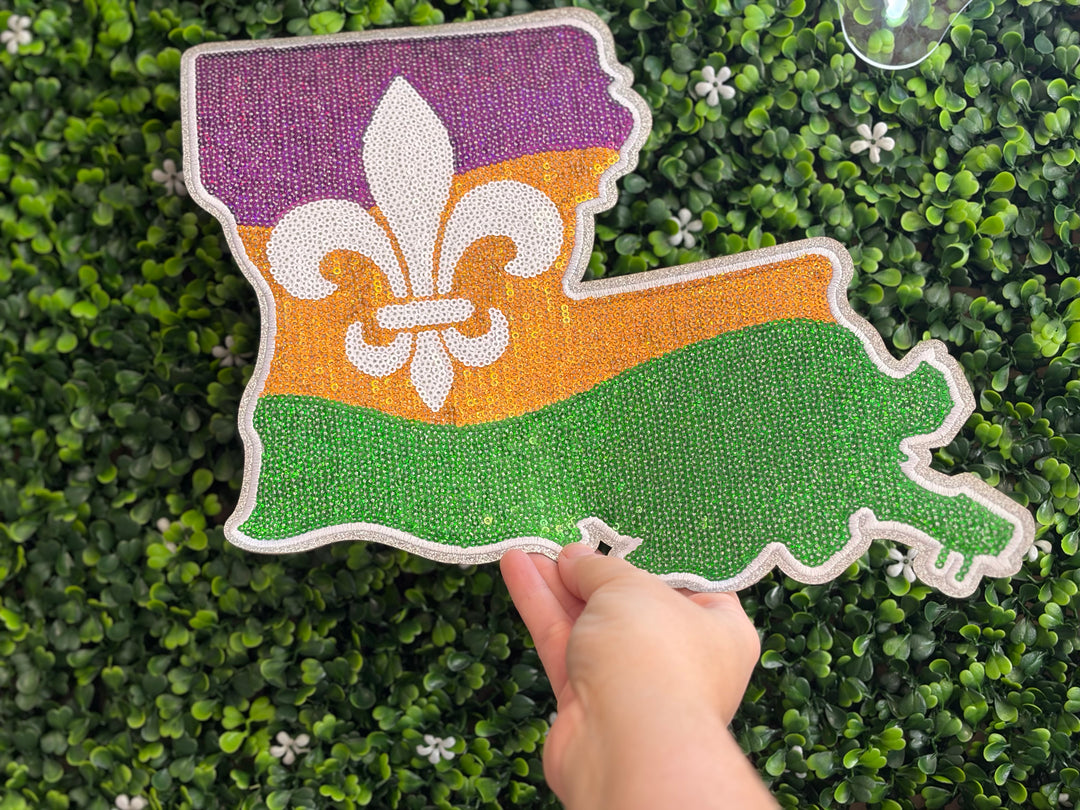 Mardi Gras Louisiana State Sequins Patch