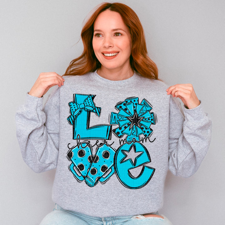 Cheer Love Mom - Black & Light Blue