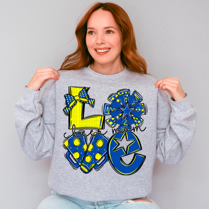 Cheer Love Mom - Blue & Yellow