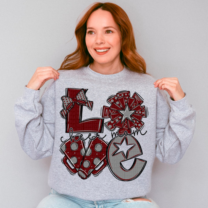 Cheer Love Mom - Maroon & Grey