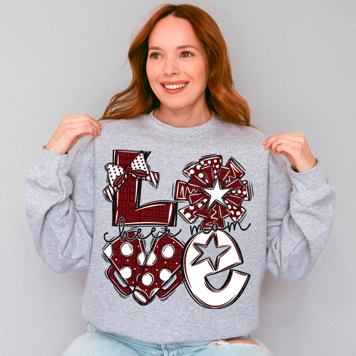 Cheer Love Mom - Maroon & White