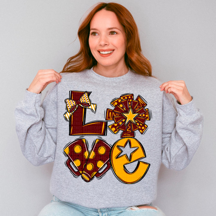 Cheer Love - Maroon & Yellow