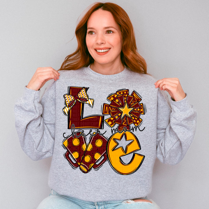 Cheer Love Mom - Maroon & Yellow