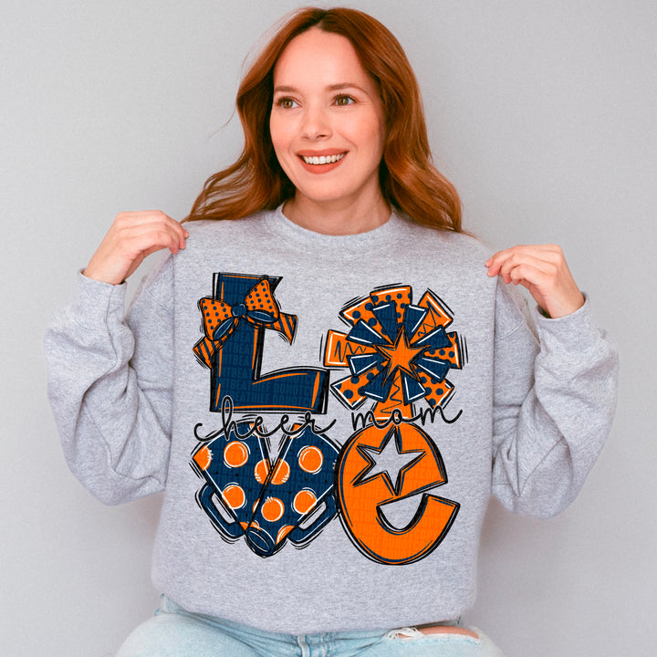 Cheer Love Mom - Navy & Orange