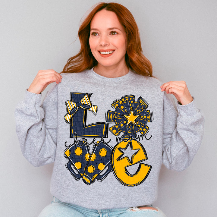 Cheer Love Mom - Navy & Yellow