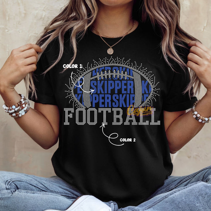 SKIPPERS WORD IN FOOTBALL SPANGLE PATCH