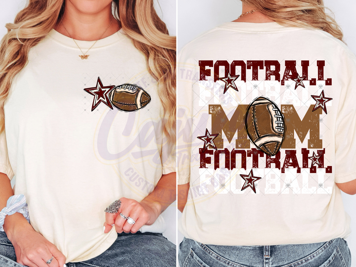 Football Mom - Maroon & White