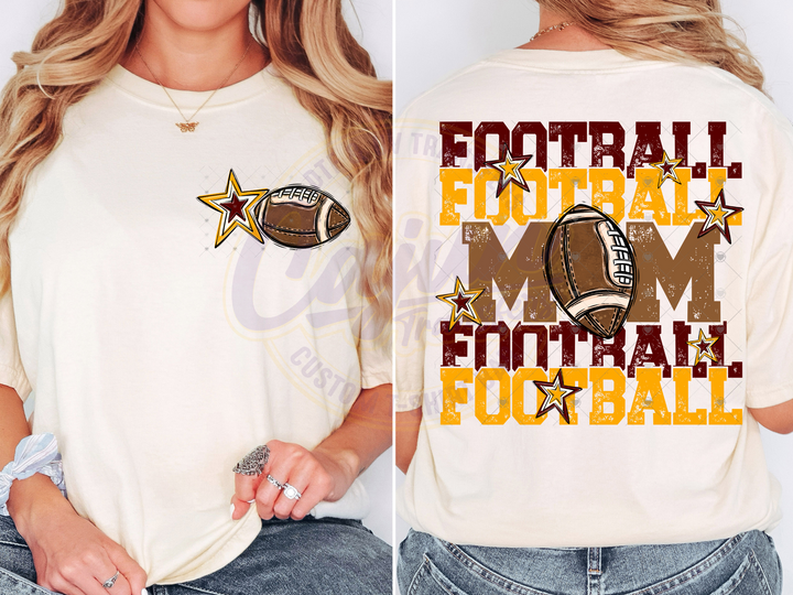 Football Mom - Yellow Gold & Maroon