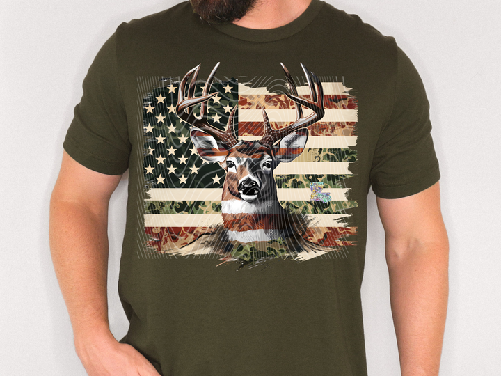 Deer American Flag
