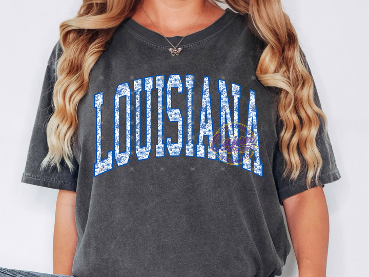Louisiana Blue Floral Print