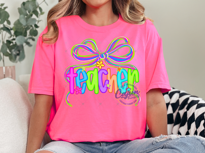 Teacher Neon Bow