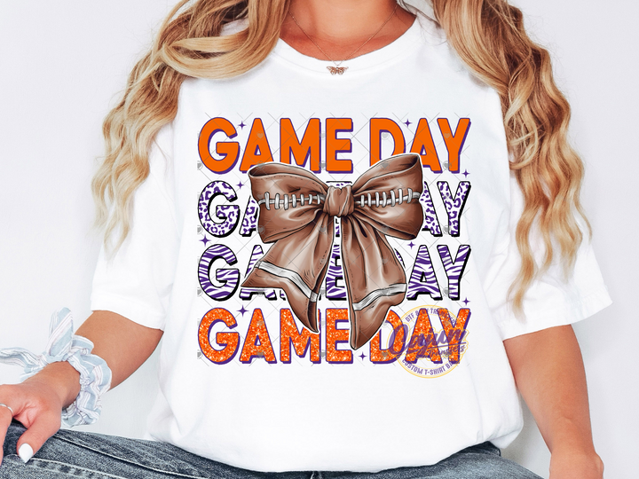 Game Day Football Bow - Orange