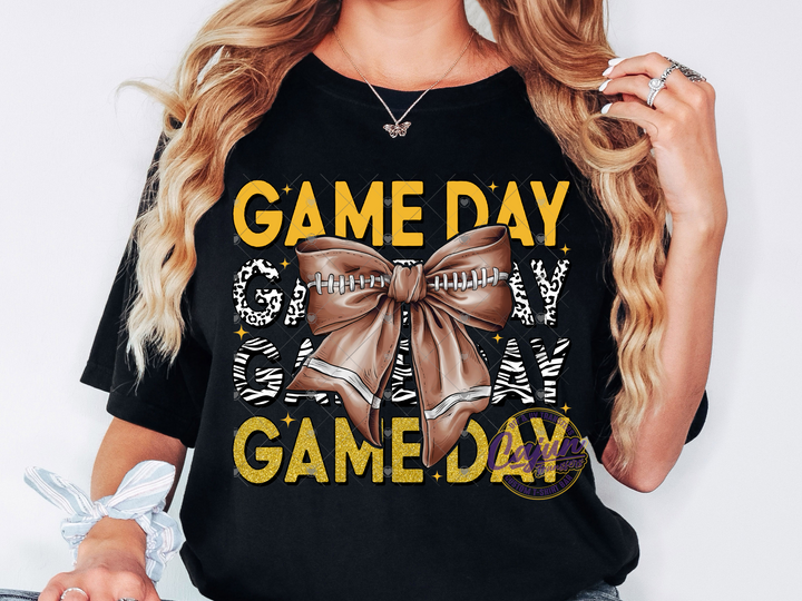 Game Day Football Bow - Gold