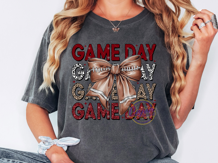 Game Day Football Bow - Crimson
