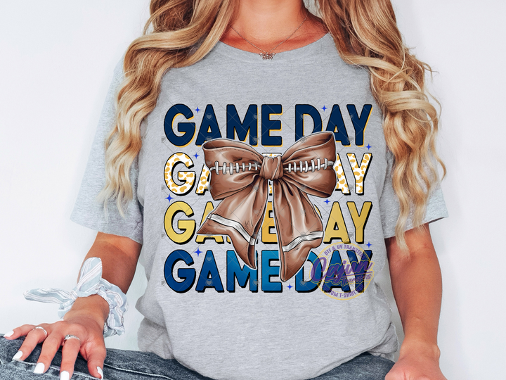 Game Day Football Bow - Navy & gold