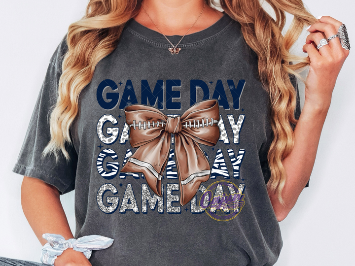 Game Day Football Bow - Navy